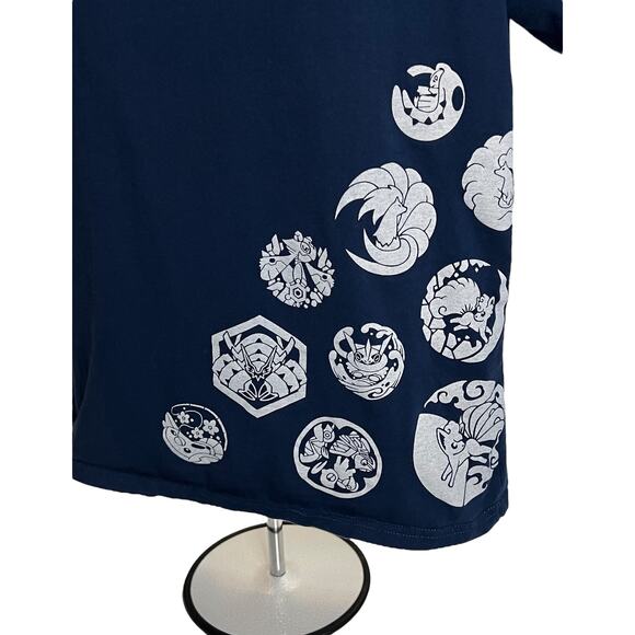 Official Pokémon Center Navy Blue Shirt with Stylized Pokémons Design -  Large - Picture 2 of 10